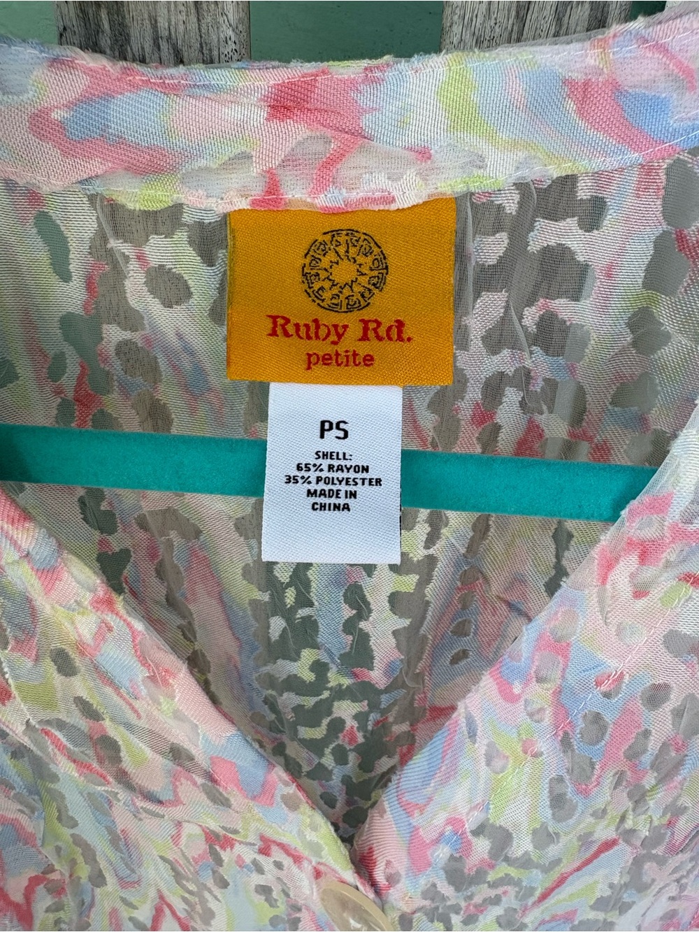 Ruby Rd. Petite Multi-Color Pastel Print Blouse - Picture 2 of 3